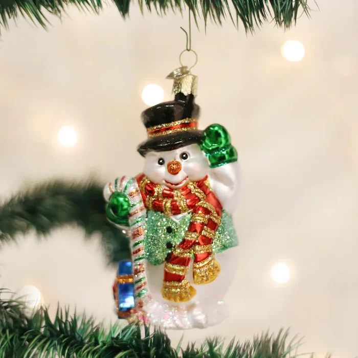 Old World Christmas – Candy Cane Snowman Ornament