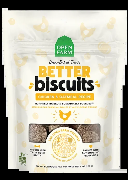 Open Farm Better Biscuits Chicken & Oatmeal Recipe Dog Treats