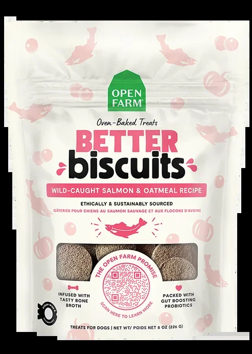 Open Farm Better Biscuits Wild-Caught Salmon & Oatmeal Recipe Dog Treats