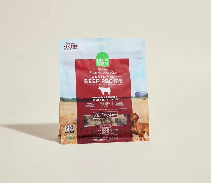 Open Farm Freeze Dried Raw Dog Food – Grass-Fed Beef – 3.5oz Bag
