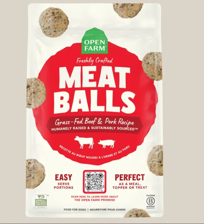 Open Farm Grass-Fed Beef & Pork Freshly Crafted Meatballs for Dogs – 36 OZ
