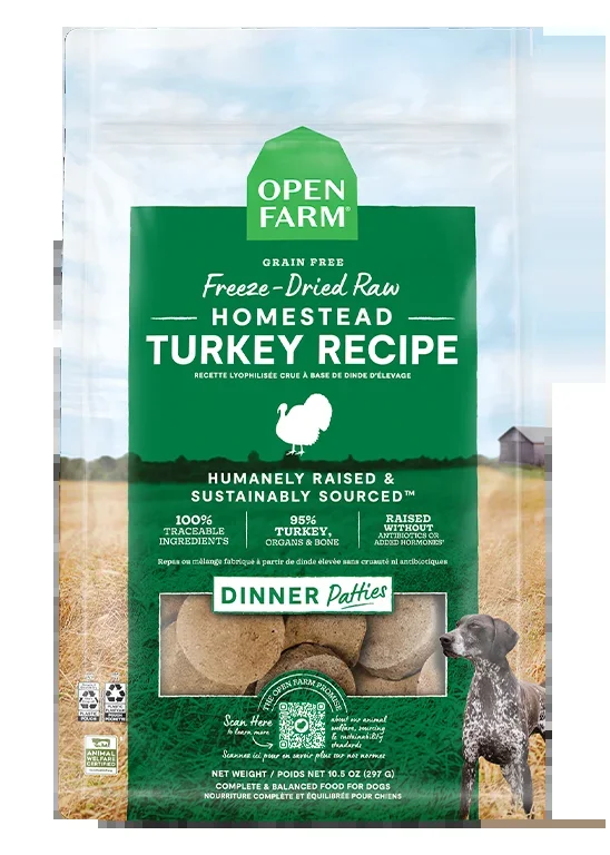 Open Farm Homestead Turkey Freeze Dried Raw Patties for Dogs