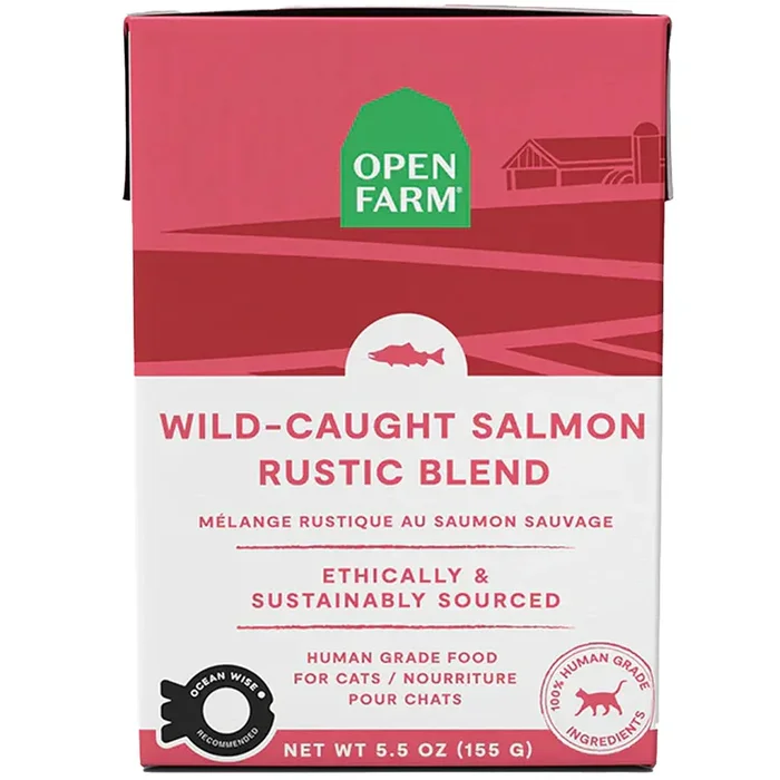 Open Farm Rustic Blend Wet Cat Food, Grain Free Wild-Caught Salmon, 5.5 Ounces