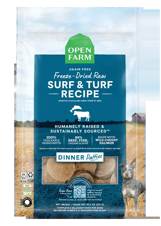 Open Farm Surf & Turf Freeze Dried Raw Patties for Dogs