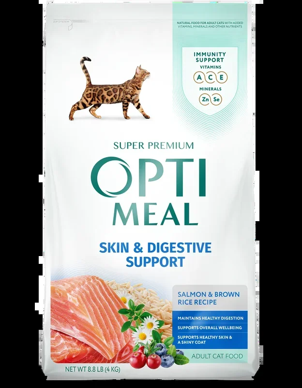 Optimeal SKIN & DIGESTIVE Salmon & Brown Rice for Adult Cats