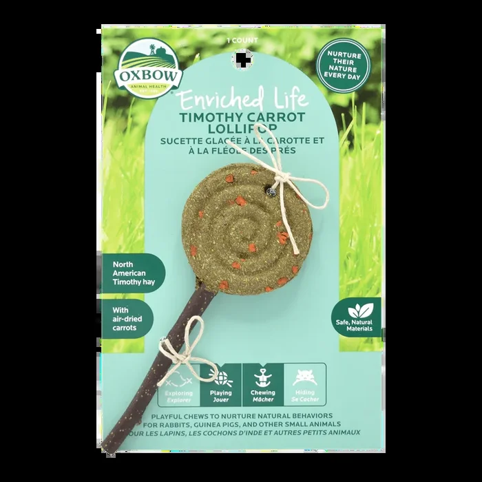 Oxbow Enriched Life Timothy Carrot Lollipop, Small Animal Chew