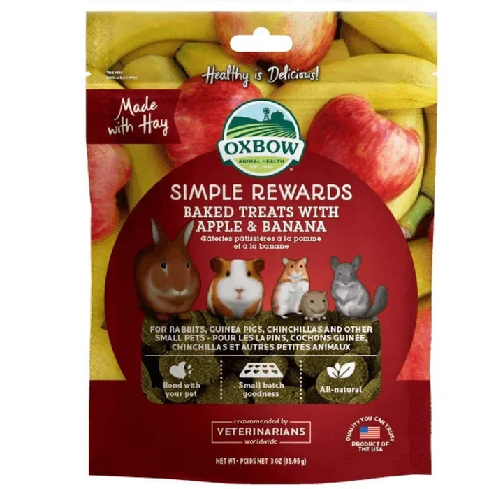 Oxbow Simple Rewards Baked Treats with Apple & Banana 3oz