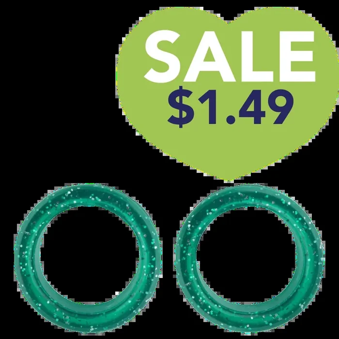 Pack of 2 Premium Scissor Finger Ring Inserts in Green Sparkles by PetStore.Direct