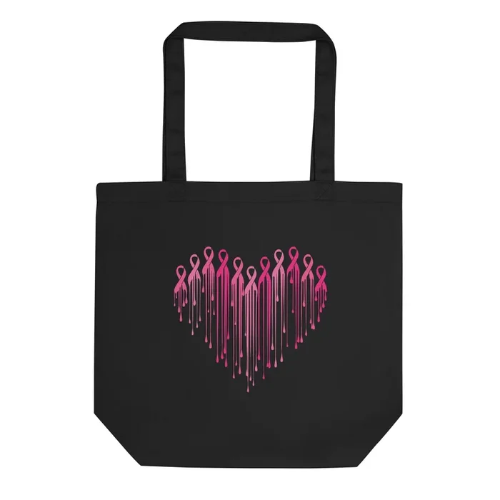 Painted Heart of Pink Ribbons Tote Bag