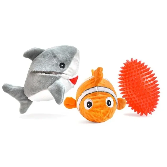 PatchWork Pet Prickles Great White With Fish 5″ Dog Toy