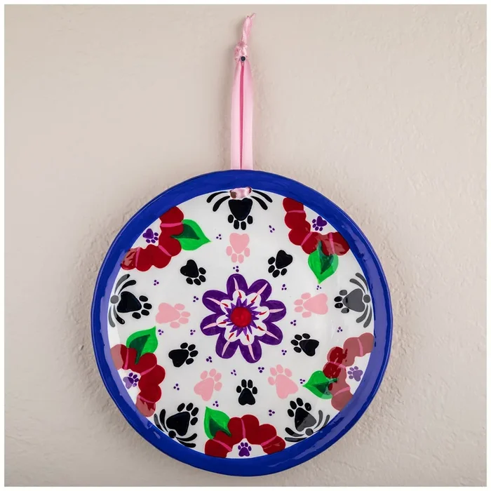 Paw Print Hand Painted Decorative Ceramic Plate