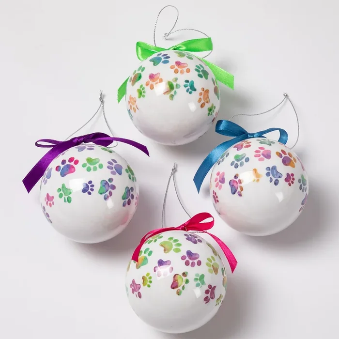 Paw Print Ornaments – Set of 4