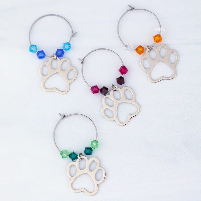 Paw Prints Wine Charms – Set of 4
