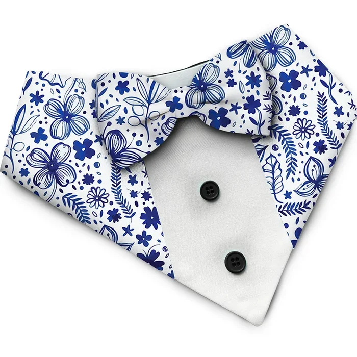 PawsIndia Santorini Pattern Tuxedo Bandana with Matching Bow for Dogs and Cats
