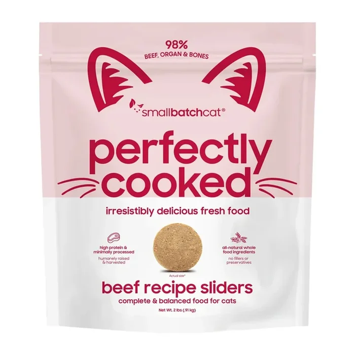 Perfectly Cooked Frozen Beef Sliders for Cats 2lb