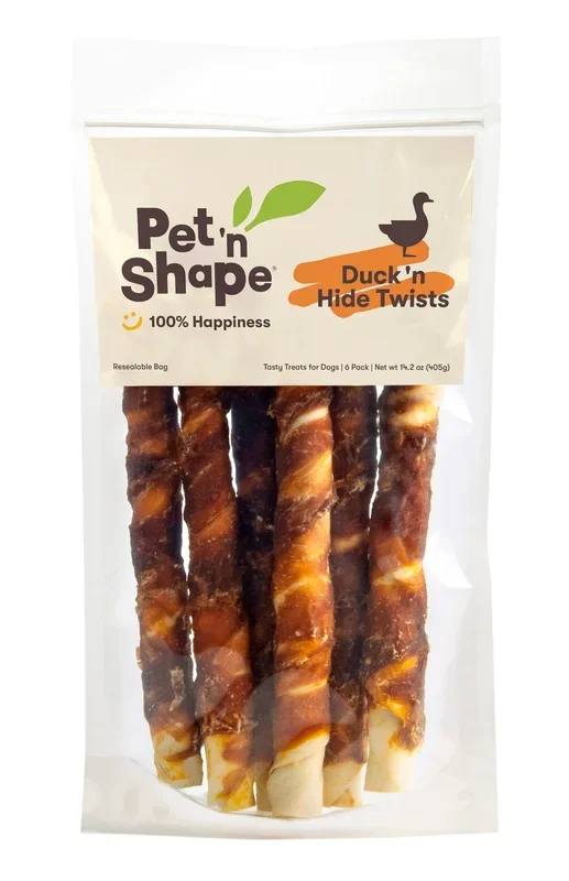 Pet ‘n Shape Duck Hide Twists 14-oz, 6-Pack, Dog Chew