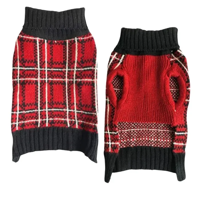 Pet Edge – Sweater Plaid – Red/Black/White