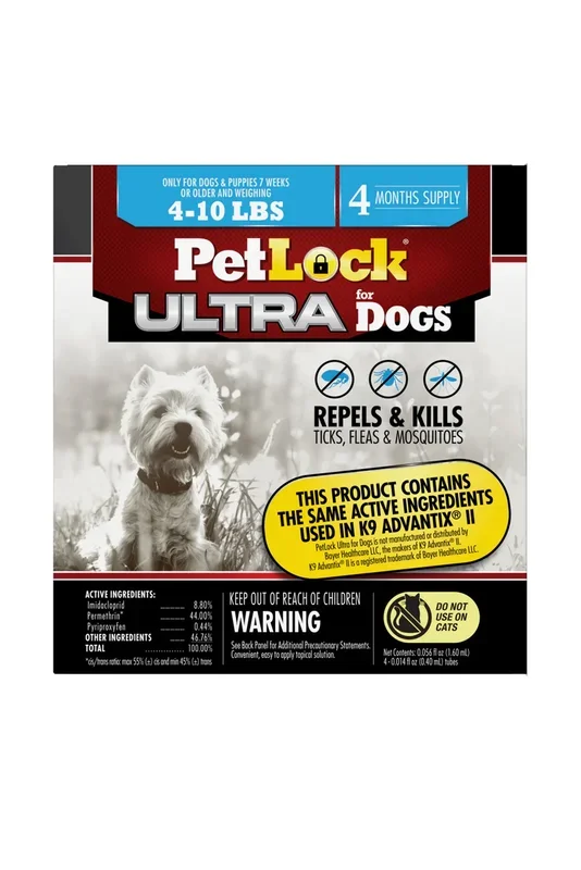 Pet Lock Ultra Flea and Tick Topical for Dogs 4 Pack