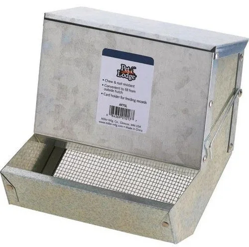 Pet Lodge Small Animal Feeder with Lid and Sifter Bottom | Outdoor Gravity Feeder for Rabbits, Ferrets and Other Small Animals | Heavy Duty and Durable 7Inch