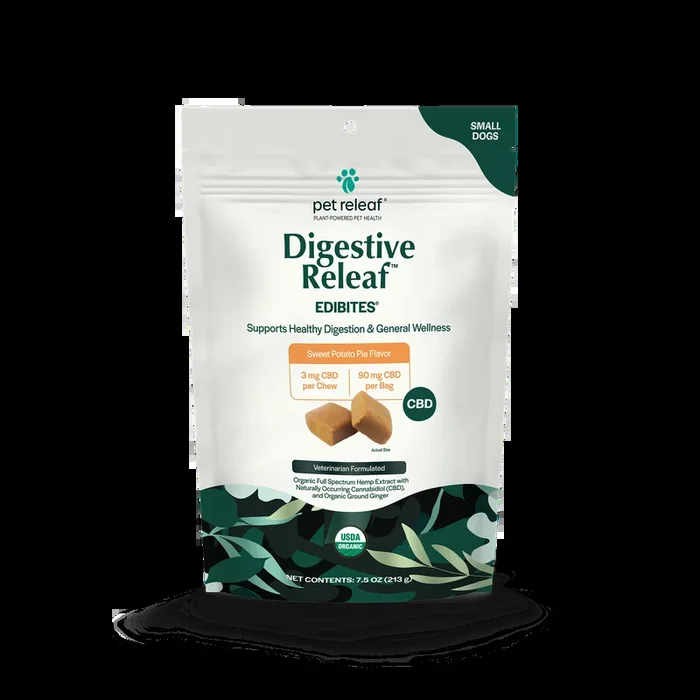 Pet Releaf 7.5oz Dog Edibites CBD Chew Digestive Releaf Sweet Potato Pie Flavor