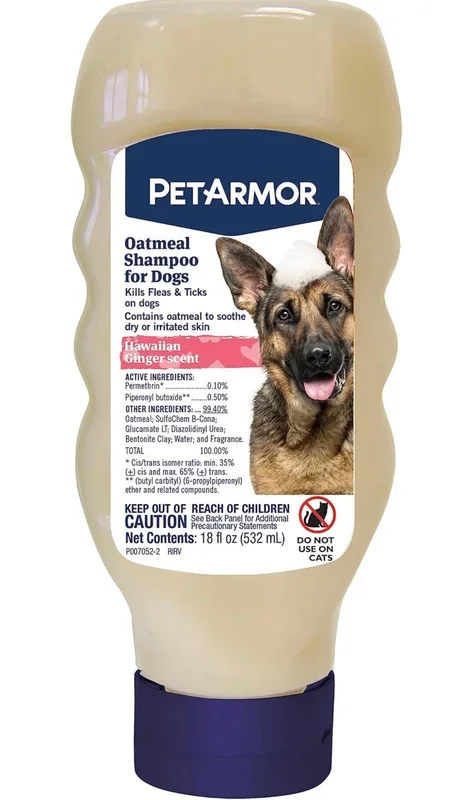 PetArmor Flea & Tick Protection Oatmeal Shampoo for Dogs, Hawaiian Ginger Scent, 18 oz