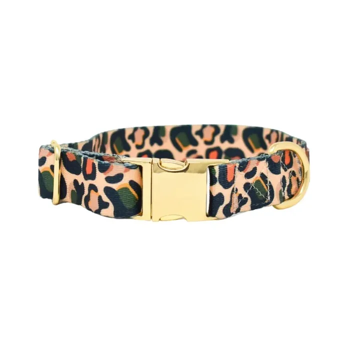 Pink Papyrus Designer Synthetic Fabric Adjustable Dog Collars