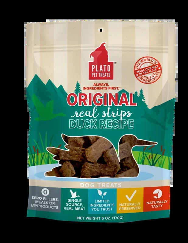 Plato Real Strips Duck Meat Bar Dog Treats
