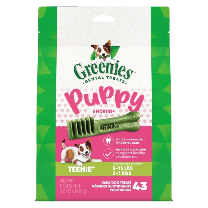 *(Please Use By 2026-02-16)* Dog Dental Treat – Puppy TEENIE – 12 oz Bag (43 ct)