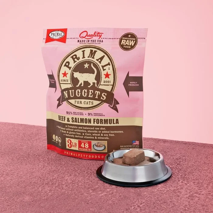 Primal Beef & Salmon Formula Grain-Free Frozen Nuggets Raw Cat Food