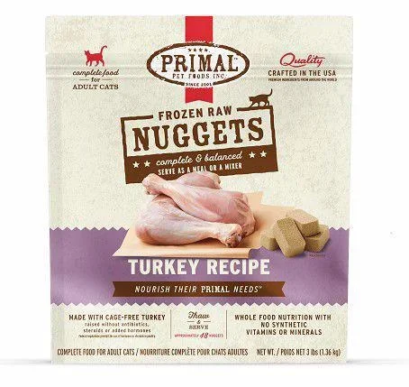 Primal Cat Raw Frozen Turkey Nuggets 3lb