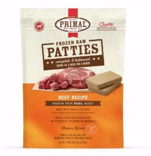 Primal Dog Raw Frozen Patties Beef 8oz 6lb