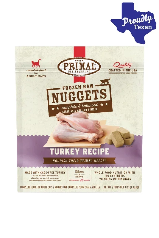 Primal Feline Turkey Nuggets Frozen Raw Cat Food