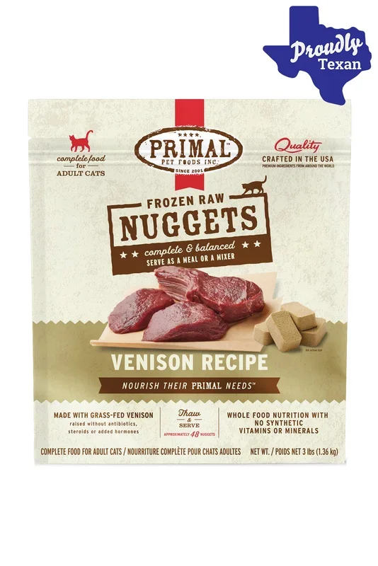 Primal Feline Venison Nuggets Frozen Raw Cat Food