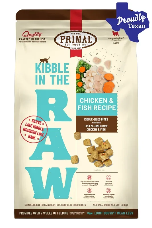 Primal Kibble in the Raw Chicken and Fish Dry Cat Food