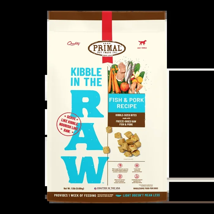 Primal Pet Foods Kibble in the Raw Fish & Pork Recipe for Dogs