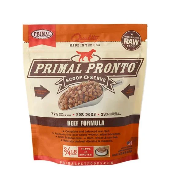 Primal Pronto Beef Formula Grain-Free Frozen Raw Dog Food
