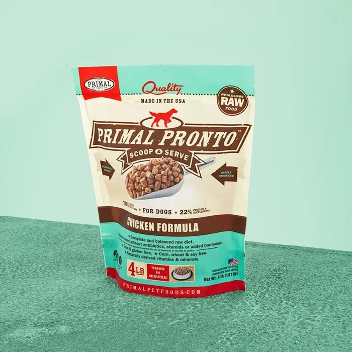 Primal Scoopable Pronto Frozen Raw Dog Food – Chicken – 4lb Bag