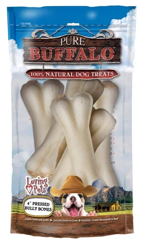 Pure Buffalo Pressed Bully Bone Natural Dog Treats
