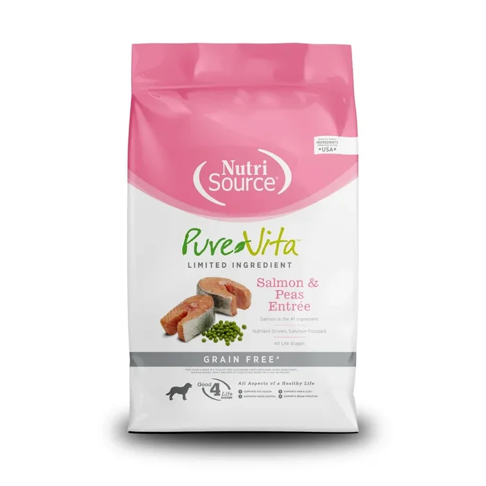 Pure Vita Salmon & Peas Grain-Free Dry Dog Food 25lb