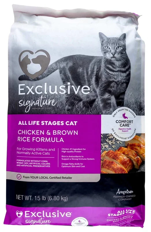 Purina Exclusive Signature Premium All Life Stages Dry Cat Food, Chicken/Brown Rice