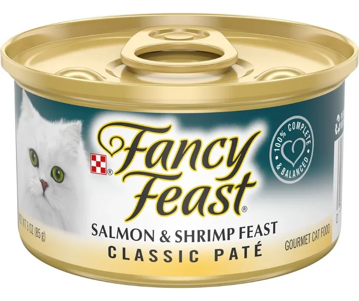 Purina Fancy Feast – All Breeds, Adult Cat Classic Paté Salmon & Shrimp Recipe Canned Cat Food