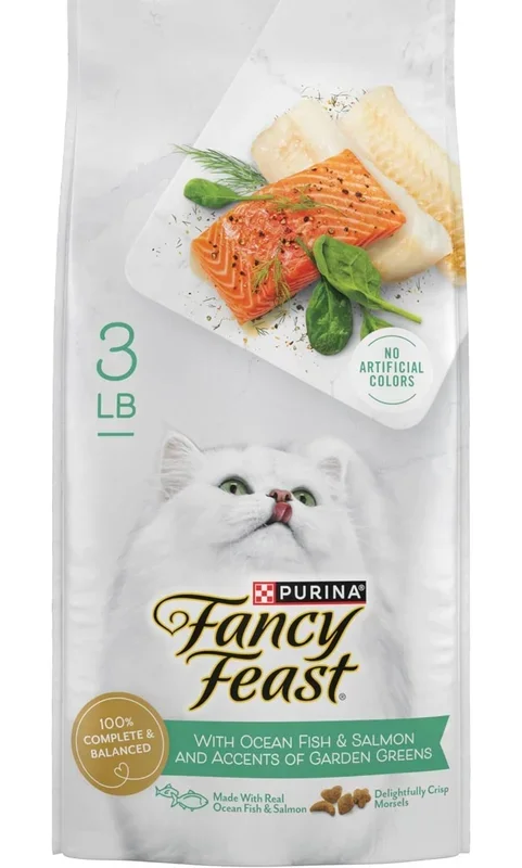 Purina Fancy Feast Dry Cat Food with Ocean Fish and Salmon – 3 lb. Bag