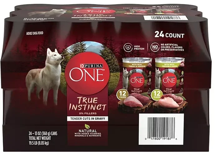 Purina ONE Natural Canned Wet Dog Food, True Instinct Tender Cuts Variety Pack (13 oz./can, 24 cans)