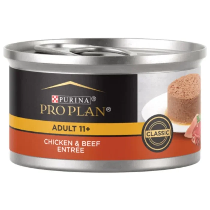 Purina Pro Plan – All Breeds, Senior Cat 11+ Years Old Chicken & Beef Entrée Classic Canned Cat Food