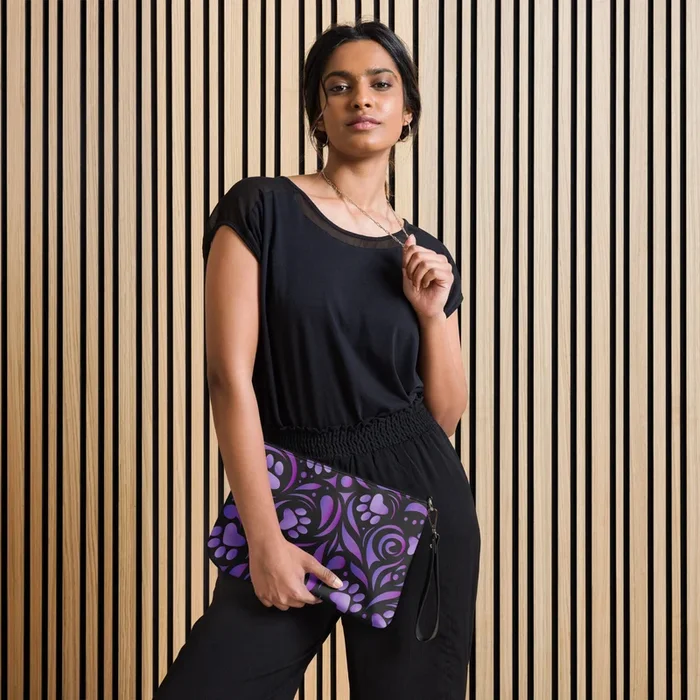 Purple Paw Symphony Crossbody Purse