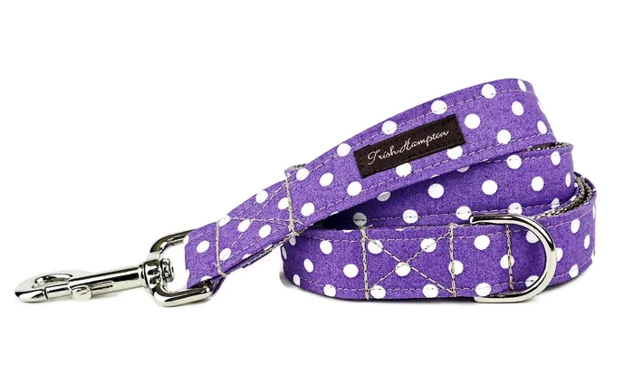 Purple/White Polka Dot 6ft Dog Leash – 507