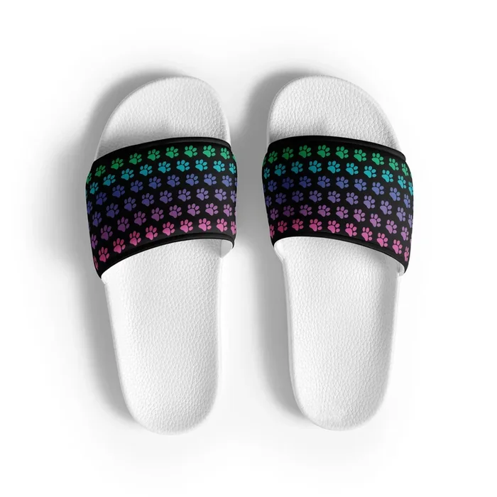 Rainbow Paw Print Women’s Slides