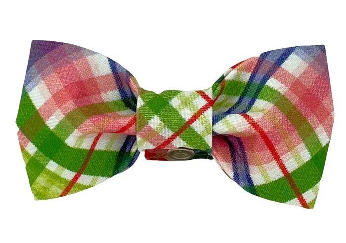 Rainbow Plaid – Green, Pink, Purple, Red Dog Bow Tie – 991