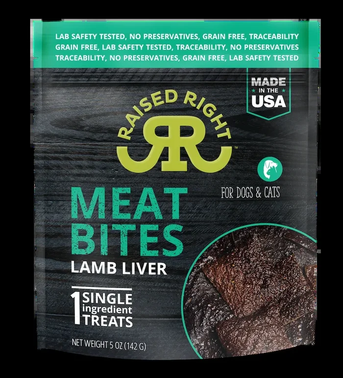 Raised Right Lamb Meat Bites Dog Treat 5oz