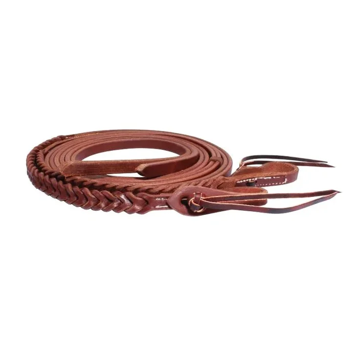 Ranch Bleeding Heart Western Split Reins for Horses – Premium Harness Leather, Ideal for Riding & Training